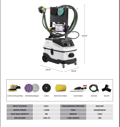 Autobody Sanding & Grinding Machine with Vacuum – Dust - Free Dry Sanding System 1226G3 – Paint & Body Repair Tool - with | Sold by Uncle Wiener's Wholesale