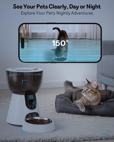 Automatic Cat Feeder with 2K Camera – 4L Smart Pet Food Dispenser (5GHz WiFi, Night Vision) - with | Sold by Uncle Wiener's Wholesale