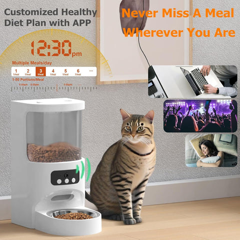 Automatic Cat Feeder with Camera and Timer,5G&2.4GHz WiFi Pet Feeder Food Dispenser with 1080P HD Video Night Vision,Smart App Dog Food Dispenser with 2 - Way Audio for Cat & Dog Single Tray - with Smart Feeder | Sold by Uncle Wiener's Wholesale