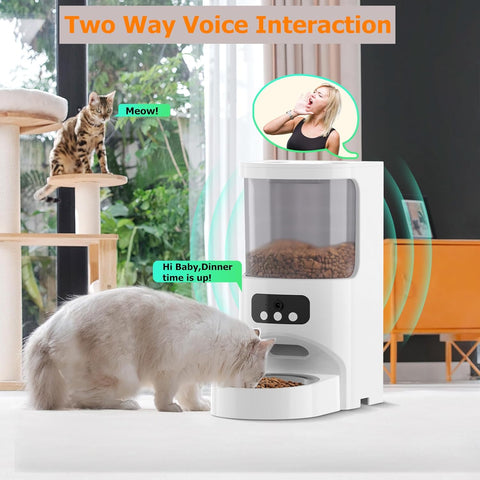 Automatic Cat Feeder with Camera and Timer,5G&2.4GHz WiFi Pet Feeder Food Dispenser with 1080P HD Video Night Vision,Smart App Dog Food Dispenser with 2 - Way Audio for Cat & Dog Single Tray - with Smart Feeder | Sold by Uncle Wiener's Wholesale