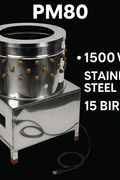 PM60 stainless steel automatic chicken plucker with top view

Inside of poultry plucker showing rubber fingers

PM80 large-capacity chicken plucker with waterproof housing

Stainless steel feather remover for farm use

Control box and motor housing on automatic chicken plucker