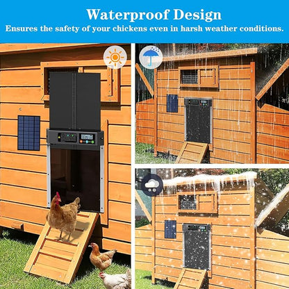 Automatic Solar Chicken Coop Door with Timer Light Sensor LCD Display Aluminum AZ3481 - with | Sold by Uncle Wiener's Wholesale
