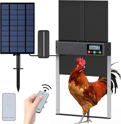 Automatic Solar Chicken Coop Door with Timer Light Sensor LCD Display Aluminum AZ3481 - with | Sold by Uncle Wiener's Wholesale