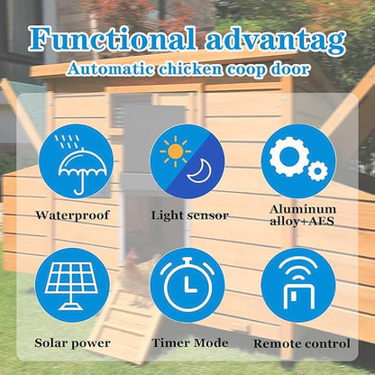 Automatic Solar Chicken Coop Door with Timer Light Sensor LCD Display Aluminum AZ3481 - with | Sold by Uncle Wiener's Wholesale