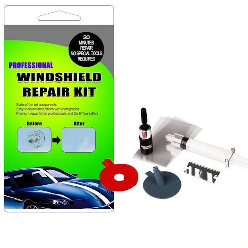 Automobile Windshield Glass Repair Kit with Resin, Pedestal, Adhesive Seal &amp; Curing Film WRK200730 - with | Sold by Uncle Wiener's Wholesale