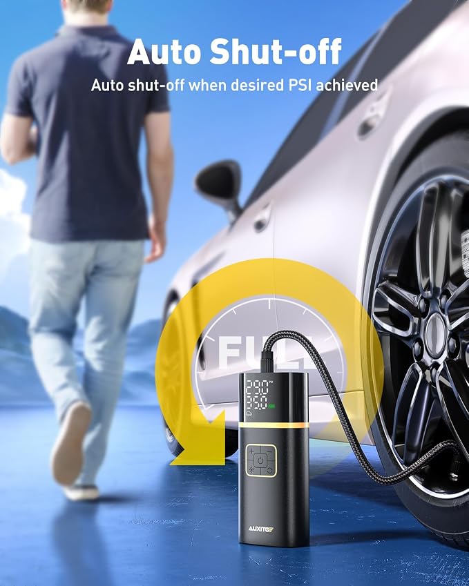 AUXITO A301 Cordless Tire Inflator 150 PSI – Portable Rechargeable Air Compressor with Digital Gauge, Auto Shut-Off & LED Emergency Light - Electronics with | Sold by Uncle Wiener's Wholesale