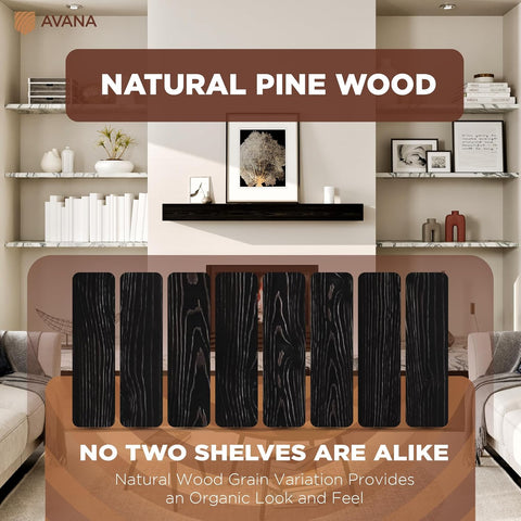 Avana Handcrafted Fireplace Mantle – Natural Wood, Espresso Finish (48" x 8" x 3") - with | Sold by Uncle Wiener's Wholesale