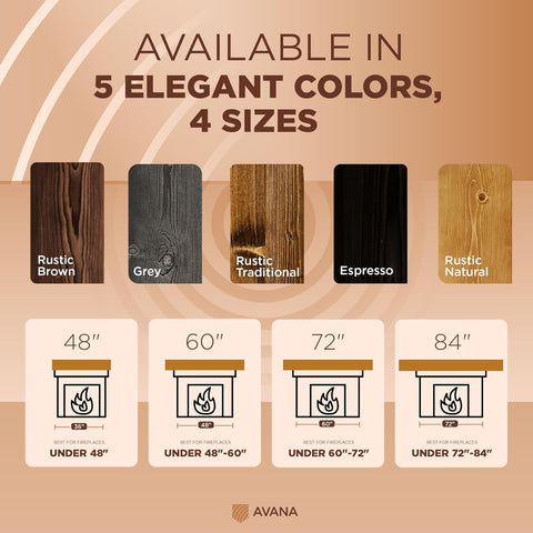 Avana Handcrafted Fireplace Mantle – Natural Wood, Espresso Finish (48" x 8" x 3") - with | Sold by Uncle Wiener's Wholesale