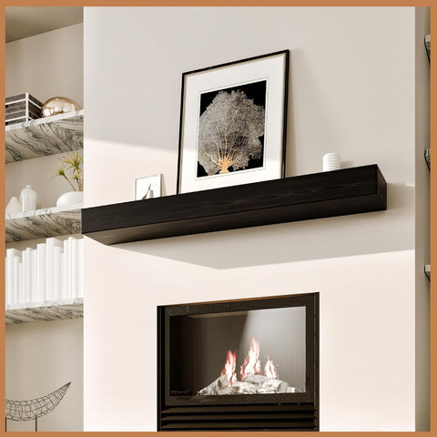 Avana Handcrafted Fireplace Mantle – Natural Wood, Espresso Finish (48" x 8" x 3") - with | Sold by Uncle Wiener's Wholesale