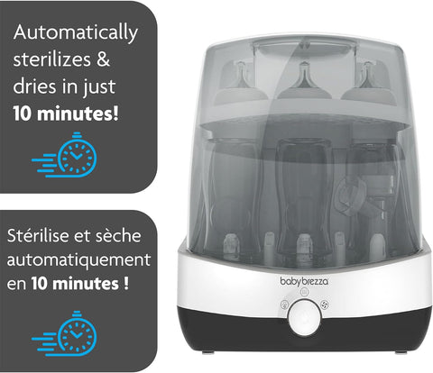 Baby Brezza 10 Minute Baby Bottle Sterilizer + Dryer - Superfast Electric Steam Sterilization - Universal Sterilizing for All Bottles, & Baby Product Parts & Accessories - with | Sold by Uncle Wiener's Wholesale
