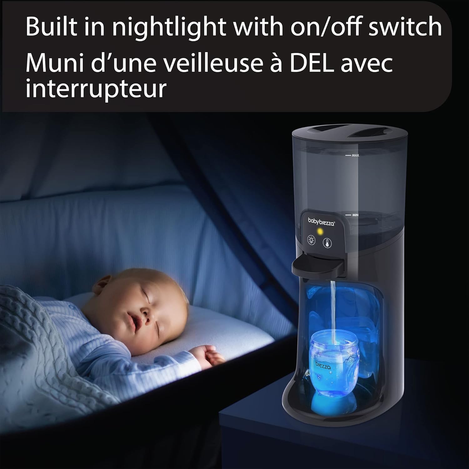 Baby Brezza Instant Warmer Advanced with LED Nightlight - Replaces Traditional Baby Bottle - Instantly Dispense Warm Water at Perfect Baby Bottle Temperature - 24/7, Black,1.0 Count - with | Sold by Uncle Wiener's Wholesale