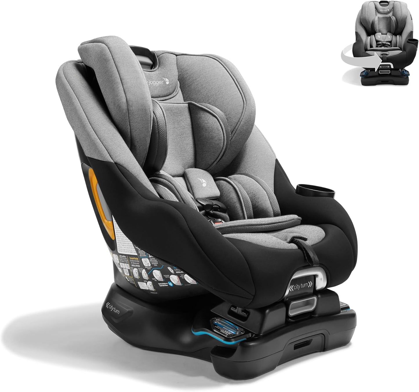 Baby Jogger City Turn Convertible Car Seat | Unique Turning Car Seat Rotates for Easy In and Out | Onyx Black - with | Sold by Uncle Wiener's Wholesale