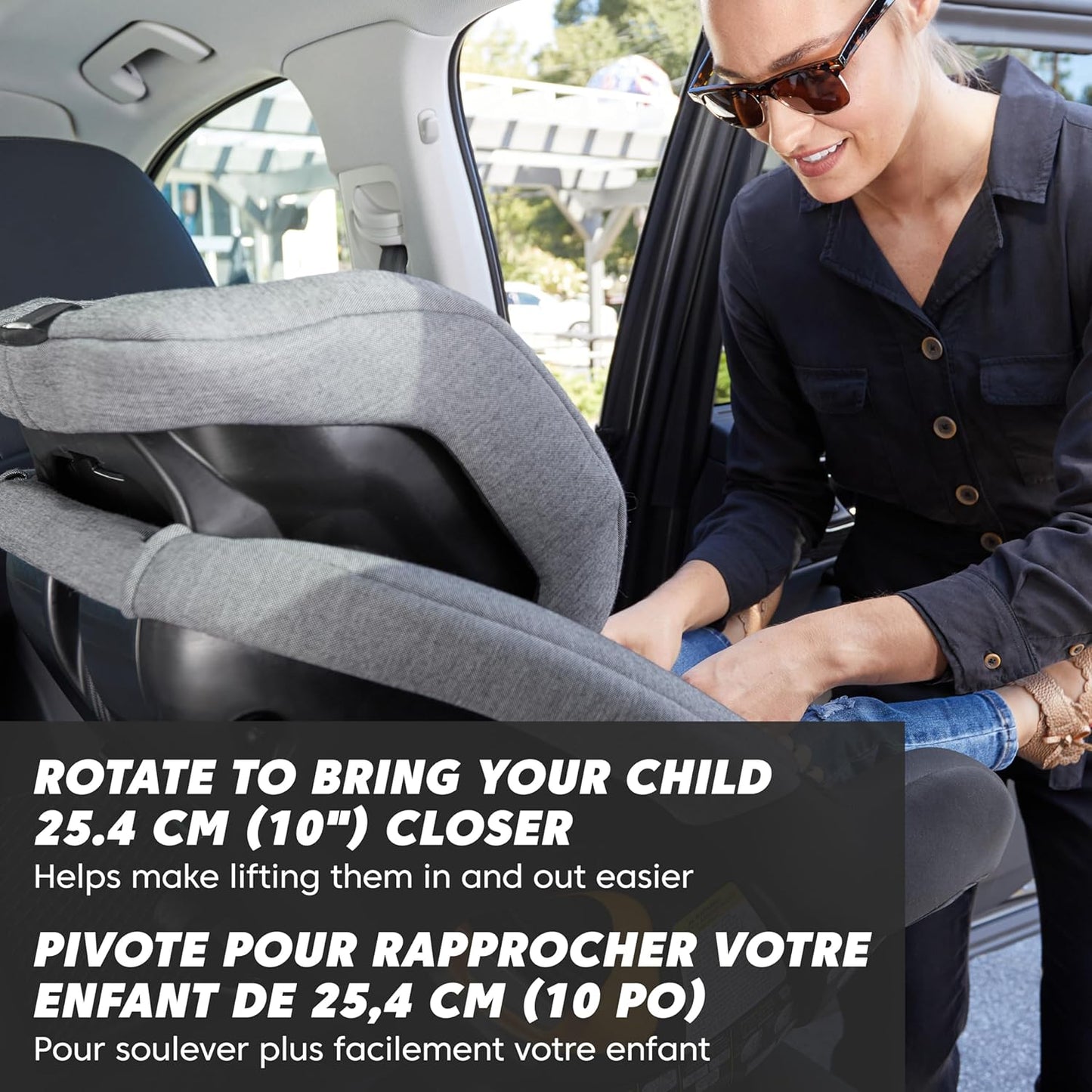 Baby Jogger City Turn Convertible Car Seat | Unique Turning Car Seat Rotates for Easy In and Out | Onyx Black - with | Sold by Uncle Wiener's Wholesale