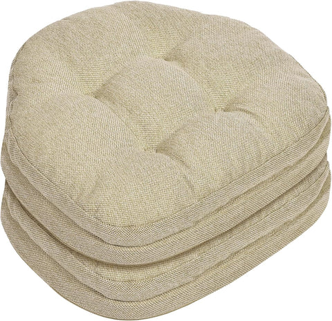 baibu Dining Chair Cushions Set of 2, Dual - Layer Patented Design Memory Foam Windsor Seat Pads, Kitchen Chair Cushions with Ties & Textured Cover, 17x 15.5 x 3.5in, 2 Pack, Beige - with | Sold by Uncle Wiener's Wholesale