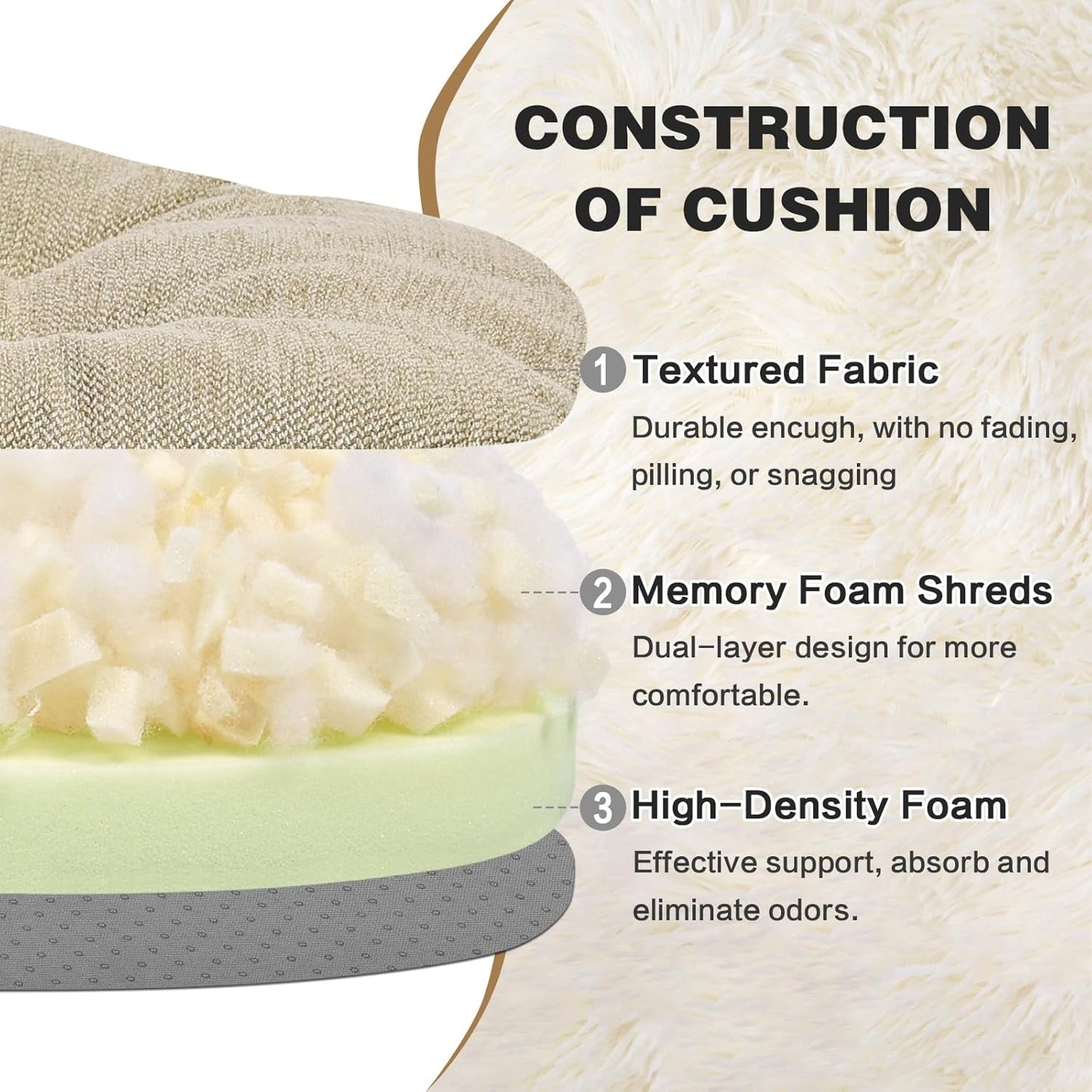 baibu Dining Chair Cushions Set of 2, Dual - Layer Patented Design Memory Foam Windsor Seat Pads, Kitchen Chair Cushions with Ties & Textured Cover, 17x 15.5 x 3.5in, 2 Pack, Beige - with | Sold by Uncle Wiener's Wholesale