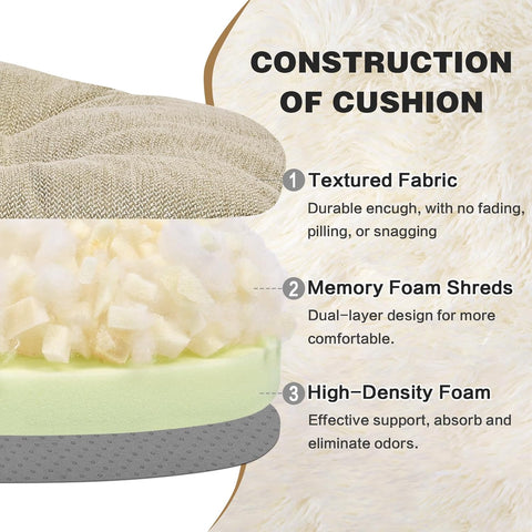 baibu Dining Chair Cushions Set of 2, Dual - Layer Patented Design Memory Foam Windsor Seat Pads, Kitchen Chair Cushions with Ties & Textured Cover, 17x 15.5 x 3.5in, 2 Pack, Beige - with | Sold by Uncle Wiener's Wholesale