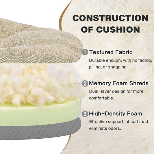 baibu Dining Chair Cushions Set of 2, Dual - Layer Patented Design Memory Foam Windsor Seat Pads, Kitchen Chair Cushions with Ties & Textured Cover, 17x 15.5 x 3.5in, 2 Pack, Beige - with | Sold by Uncle Wiener's Wholesale