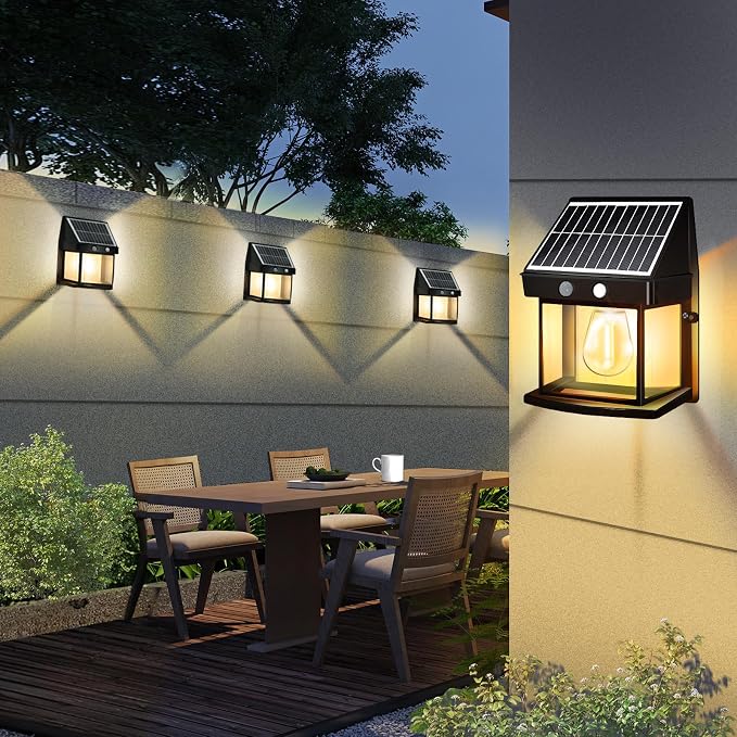 Baiston Outdoor Solar Wall Lights – Dusk-to-Dawn Waterproof LED Wall Sconces with Motion Sensor & Remote Control - Home decor with 4 | Sold by Uncle Wiener's Wholesale