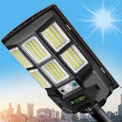 Baiston Solar Street Lights Outdoor - 1200W Dusk to Dawn LED Parking Lot Lights with Motion Sensor & Remote Control - General Equipment with 1 light Design 1 | Sold by Uncle Wiener's Wholesale