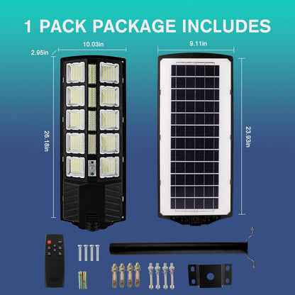 Baiston Solar Street Lights Outdoor - 1200W Dusk to Dawn LED Parking Lot Lights with Motion Sensor & Remote Control - General Equipment with 1 light | Sold by Uncle Wiener's Wholesale