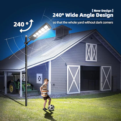 Baiston Solar Street Lights Outdoor - 1200W Dusk to Dawn LED Parking Lot Lights with Motion Sensor & Remote Control - General Equipment with 1 light | Sold by Uncle Wiener's Wholesale