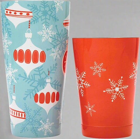 Barfly Holiday Ornaments Cocktail Shaker Tin Set - with Holiday Ornaments | Sold by Uncle Wiener's Wholesale