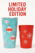 Barfly Holiday Ornaments Cocktail Shaker Tin Set – 28oz & 18oz Stainless Steel | Open Box - 2 - Piece Cocktail Shaker Tin Set with Holiday Ornaments | Sold by Uncle Wiener's Wholesale