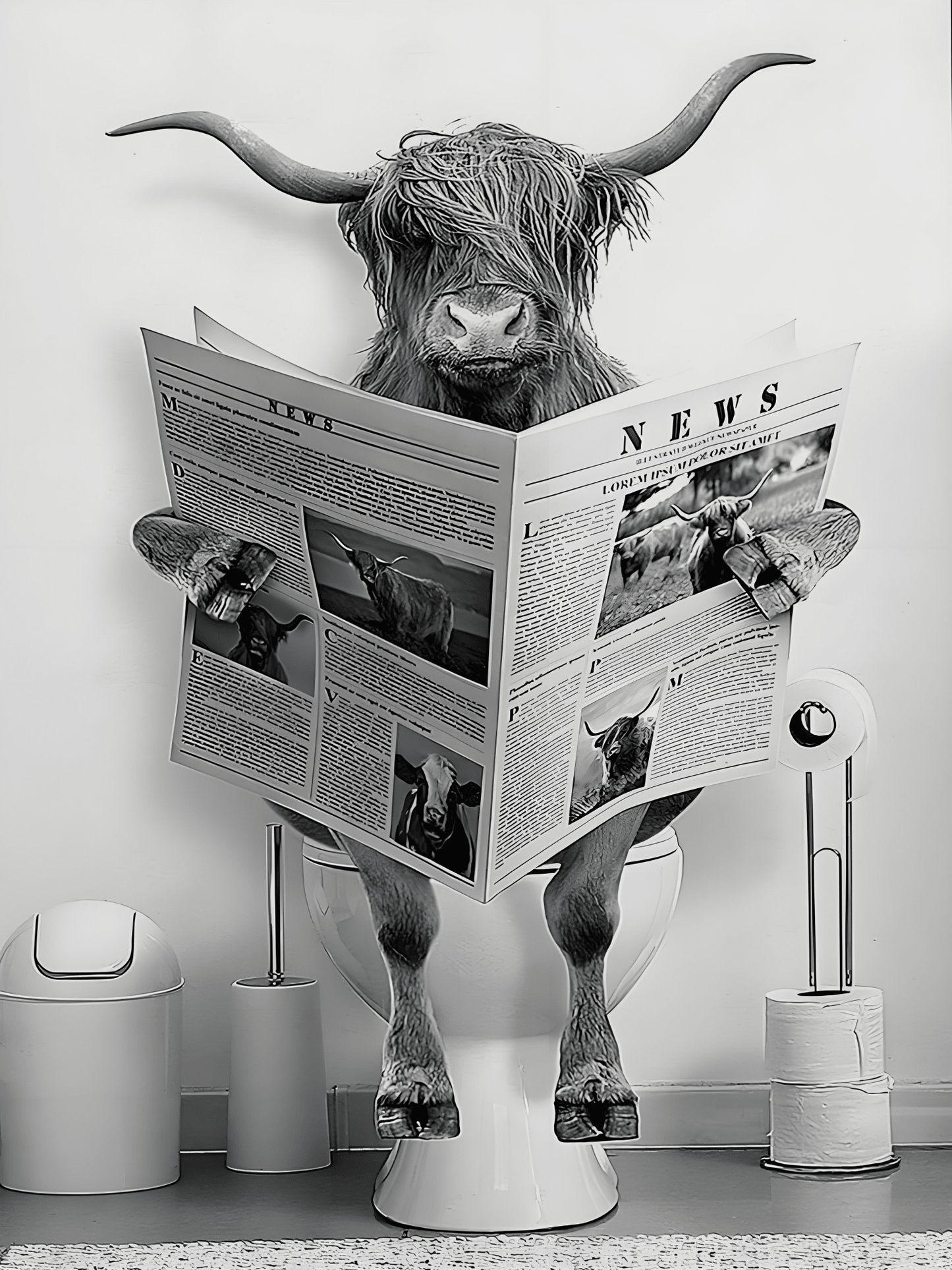 Bathroom Animal Wall Art 30x40 cm 12x16 in Funny Cow Horse Otter Decor VAR3040 - Wall Art with Cow | Sold by Uncle Wiener's Wholesale