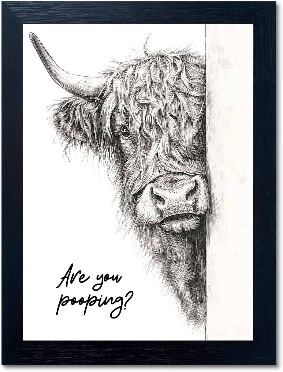 Bathroom Animal Wall Art Picture 30x40 cm 12x16 in Funny Cow Horse Otter Decor VAR3040 - Bathroom Fixtures with Cow “Are You Pooping?” | Sold by Uncle Wiener's Wholesale