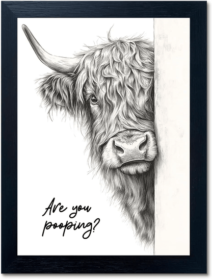 Bathroom Animal Wall Art Picture 30x40 cm 12x16 in Funny Cow Horse Otter Decor VAR3040 - Bathroom Fixtures with Cow “Are You Pooping?” | Sold by Uncle Wiener's Wholesale