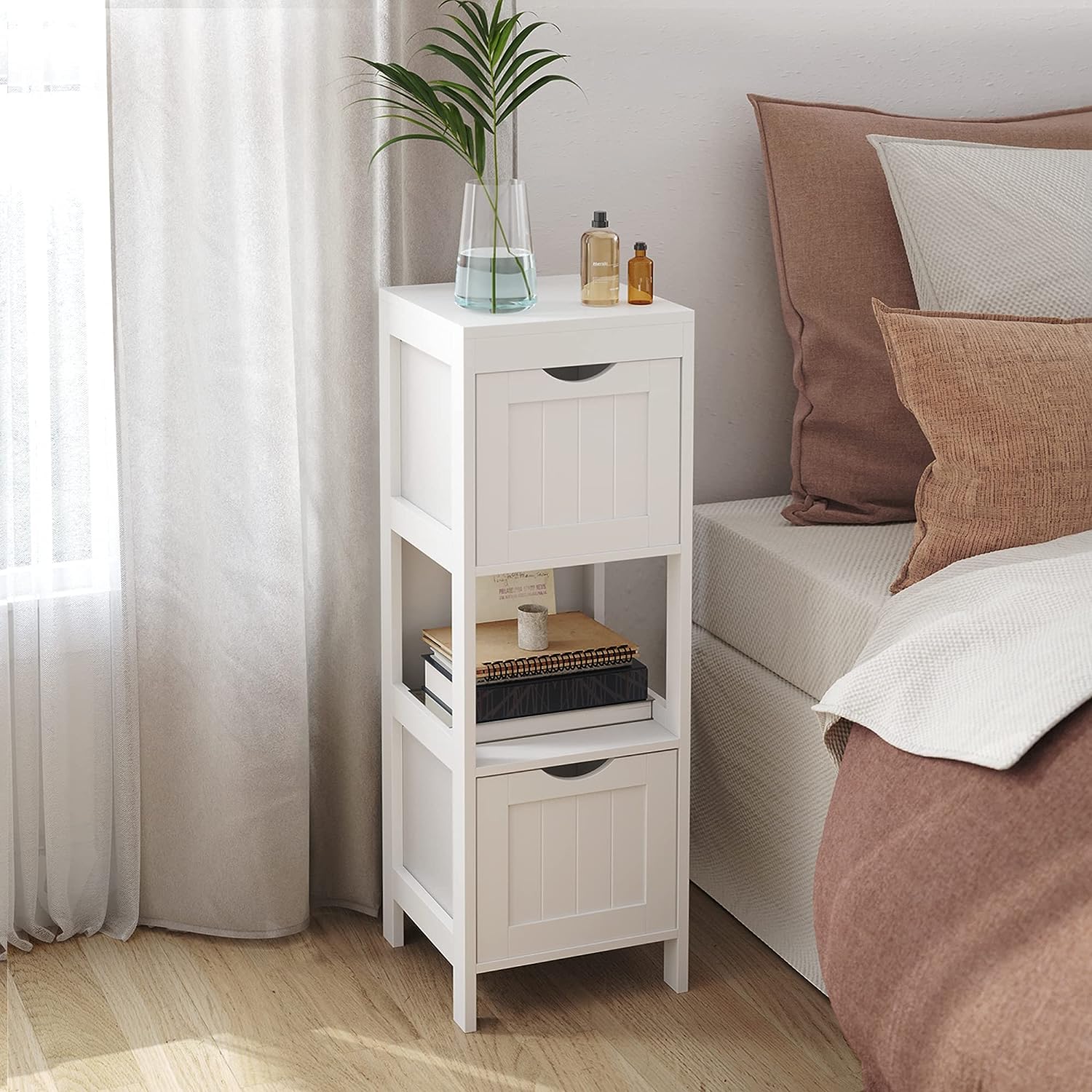 Bathroom Storage Cabinet – Floor Bedside 2 - Drawer White BBC42WT - with | Sold by Uncle Wiener's Wholesale