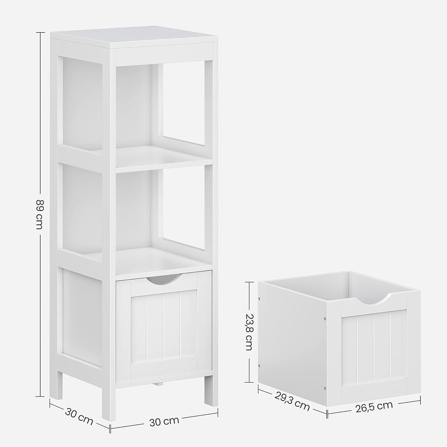Bathroom Storage Cabinet – Floor Bedside 2 - Drawer White BBC42WT - with | Sold by Uncle Wiener's Wholesale