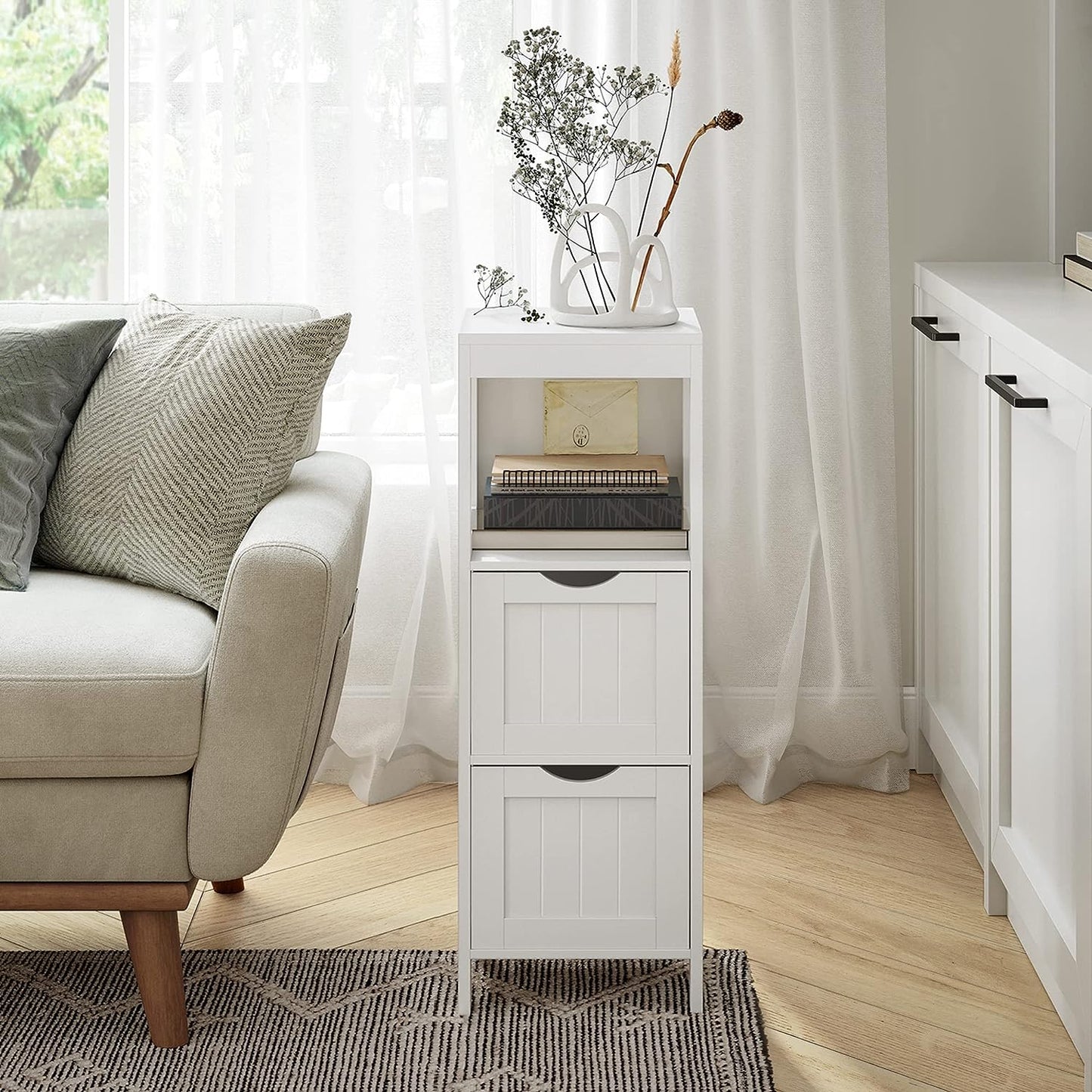 Bathroom Storage Cabinet – Floor Bedside 2 - Drawer White BBC42WT - with | Sold by Uncle Wiener's Wholesale