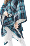 Beautyrest Heated Throw Blanket Wearable Shawl for Gifts, Sherpa to Fleece Electric Wrap Poncho, Auto Shut Off, Virtually No EMF, 3 Heat Level, UL Certified, Machine Wash, Aqua Plaid 50"x64" - with | Sold by Uncle Wiener's Wholesale