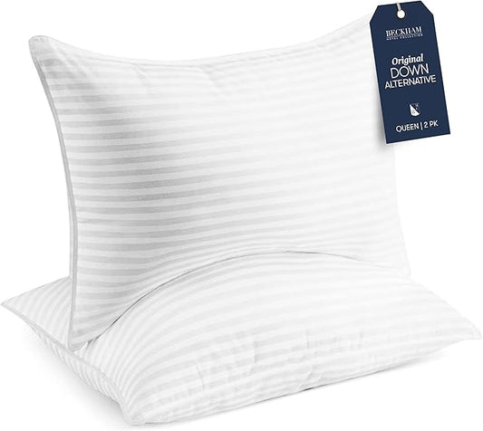Beckham Hotel Collection Queen Size Cooling Gel Pillows Set of 2 White - with | Sold by Uncle Wiener's Wholesale