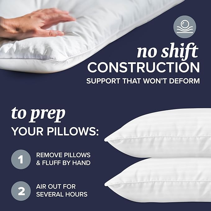 Beckham Hotel Collection Queen Size Cooling Gel Pillows Set of 2 White - with | Sold by Uncle Wiener's Wholesale