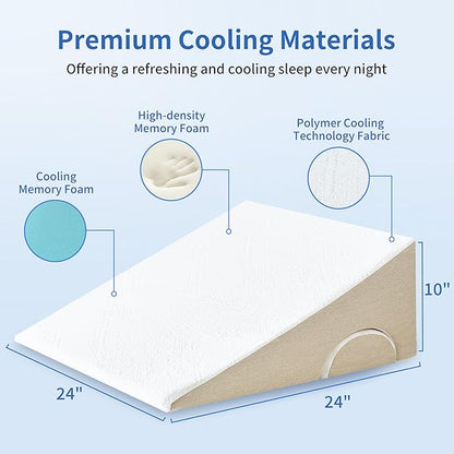 Bedtter 10 Inch Bed Wedge Pillow with Cooling Gel Memory Foam for Sleep Apnea Acid Reflux and Back Support - with | Sold by Uncle Wiener's Wholesale