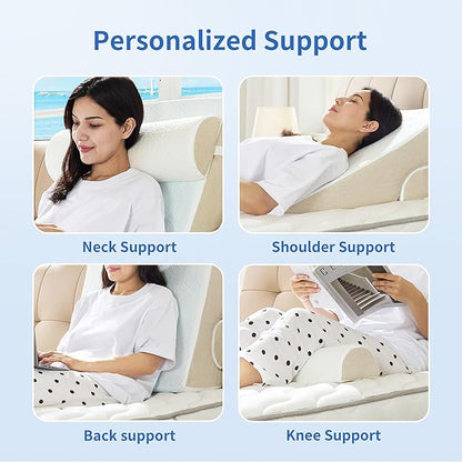 Bedtter 10 Inch Bed Wedge Pillow with Cooling Gel Memory Foam for Sleep Apnea Acid Reflux and Back Support - with | Sold by Uncle Wiener's Wholesale