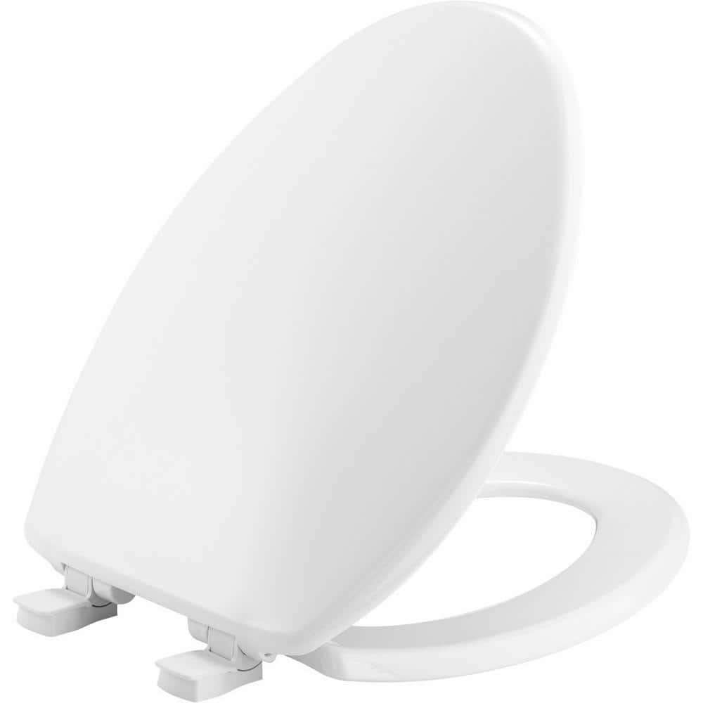BEMIS Elongated Soft Close Plastic Closed Front Toilet Seat in White Removes for Easy Cleaning - with White | Sold by Uncle Wiener's Wholesale