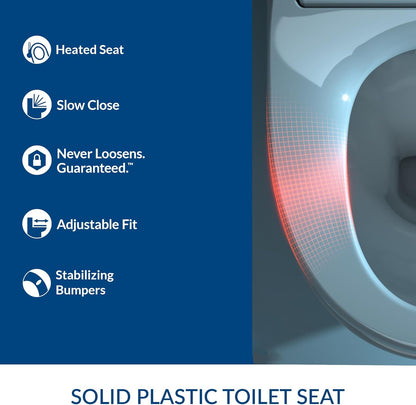 Bemis Radiance Heated Night Light Toilet Seat, Slow Close Adjustable Fit Long Lasting Plastic Seat, Round, White - with Round | Sold by Uncle Wiener's Wholesale