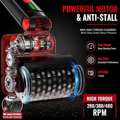 Bermoso Cordless Electric Grill Brush & BBQ Cleaner – 3-Speed 280–480 RPM, 3 Interchangeable Heads, 5000mAh Battery, 150-Min Runtime, Waterproof USB-C Rechargeable - Kitchen Appliances with | Sold by Uncle Wiener's Wholesale