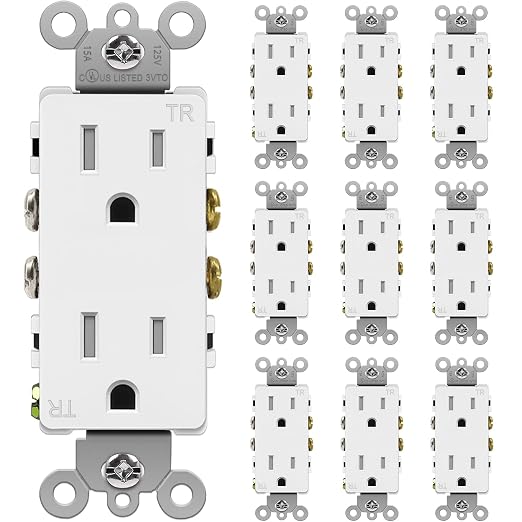 BESTTEN 15 Amp Tamper-Resistant Decorator Electrical Outlets – 125V 1875W Duplex Wall Receptacles, White, 10-Pack - Home products with | Sold by Uncle Wiener's Wholesale
