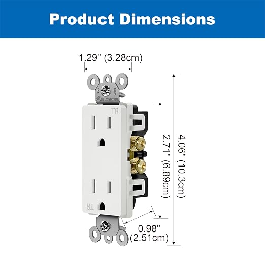 BESTTEN 15 Amp Tamper-Resistant Decorator Electrical Outlets – 125V 1875W Duplex Wall Receptacles, White, 10-Pack - Home products with | Sold by Uncle Wiener's Wholesale