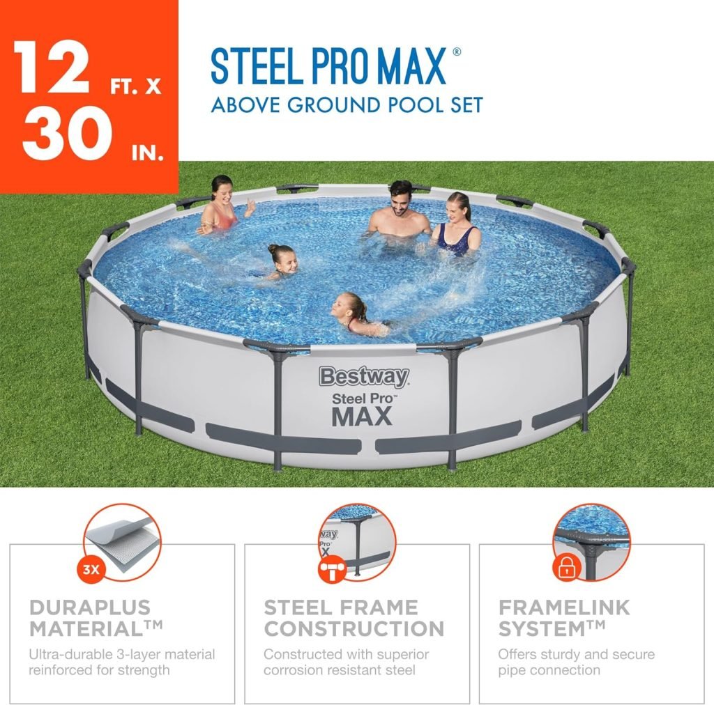 Bestway 12ft Above Ground Pool with Pump
Steel Pro MAX 56417 Pool Set for Backyard
Easy Set Up Above Ground Pool – Bestway
Round Family Pool with Filter Pump
Summer Swimming Pool – 12ft x 30in