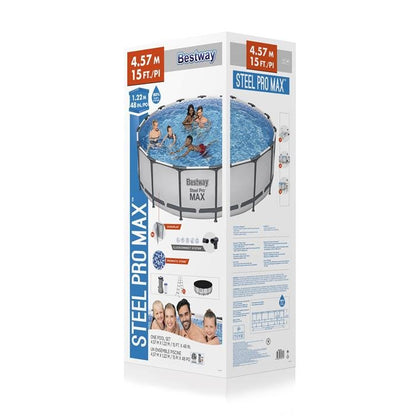 Bestway Steel Pro MAX 15' x 48" Above Ground Pool Set with Filter Pump, Ladder & Cover – 56432 - with | Sold by Uncle Wiener's Wholesale