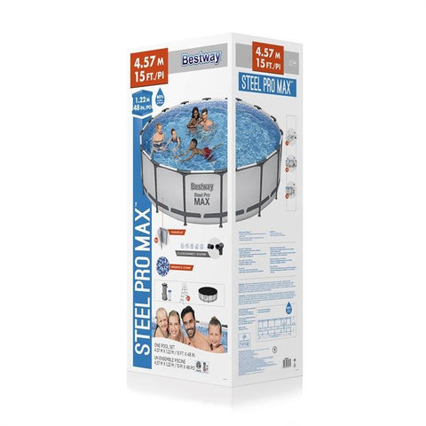 Bestway Steel Pro MAX 15' x 48" Above Ground Pool Set with Filter Pump, Ladder & Cover – 56432 - with | Sold by Uncle Wiener's Wholesale