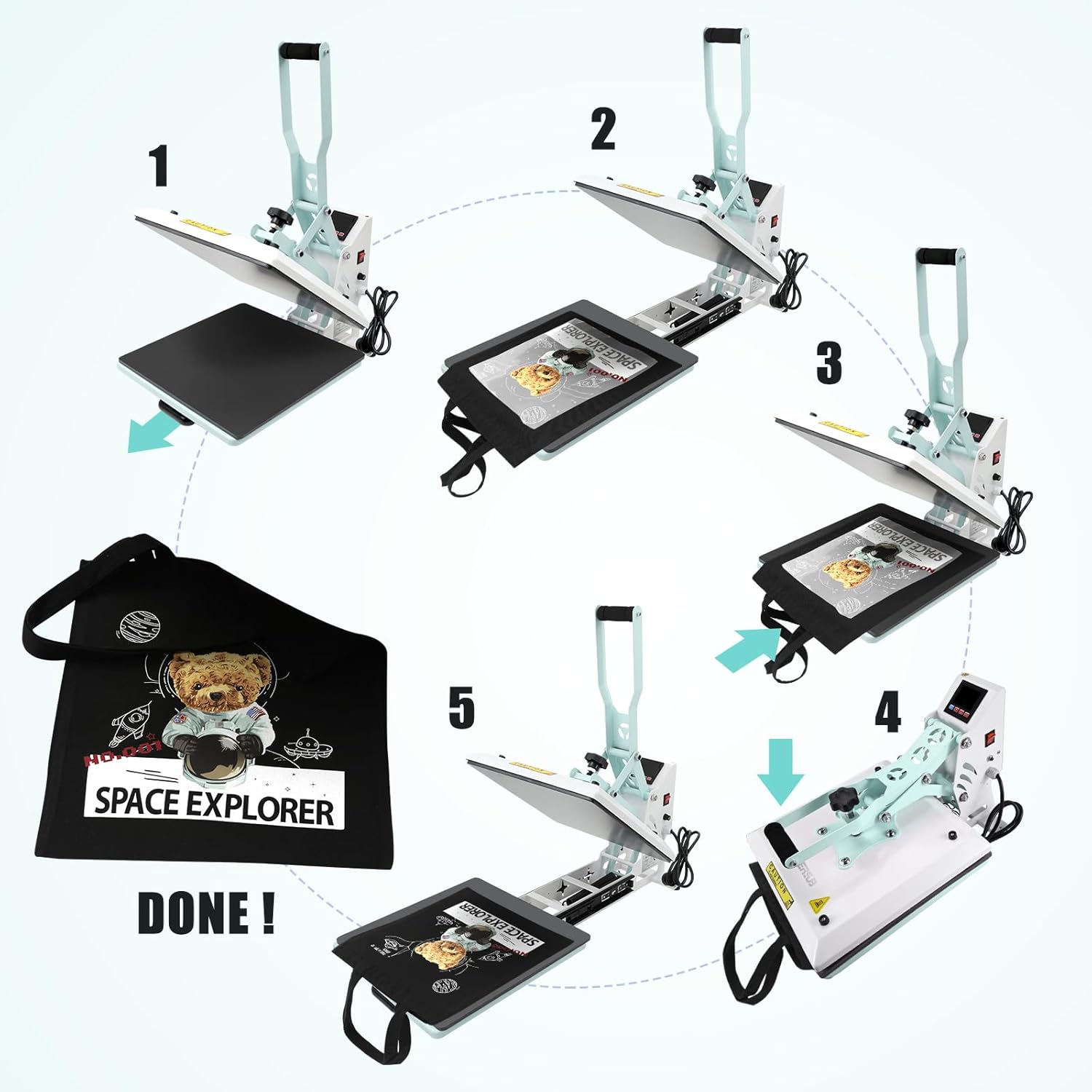 BetterSub Heat Press 15x15 inch Digital Heat Press Machine, Slide out Industrial Quality T-Shirt Heat Transfer Machine Teal - with | Sold by Uncle Wiener's Wholesale