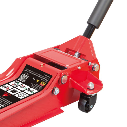 Big Red 3.5 Ton Low Profile Hydraulic Floor Jack – T83508D with Dual Piston Pump and Wide Steel Frame - with | Sold by Uncle Wiener's Wholesale
