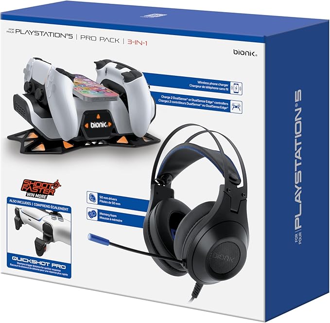 Bionik Power Stand 3-in-1 Bundle for PlayStation 5 with Dual Controller Charger and Gaming Headset - Electronics with | Sold by Uncle Wiener's Wholesale