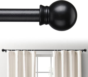Black Curtain Rod Set 48–84 Inch – 5/8-Inch Heavy Duty Adjustable Decorative Drapery Rod with Brackets, Matte Black